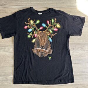 Vintage Reindeer Christmas Lights Shirt‎ Unisex Large Alstyle Made in Mexico